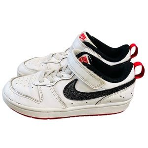 Nike Court Borough Low 2 Sneakers Kids Size 13.5 Very Berry Glitter Glam White